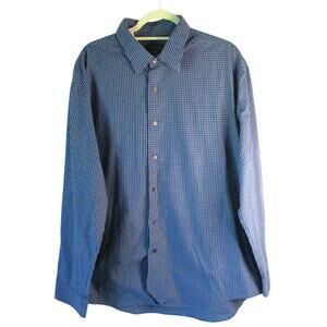 Van Heusen Men's Blue Checked Long Sleeve Button Down Shirt Size XL(17-17.5)